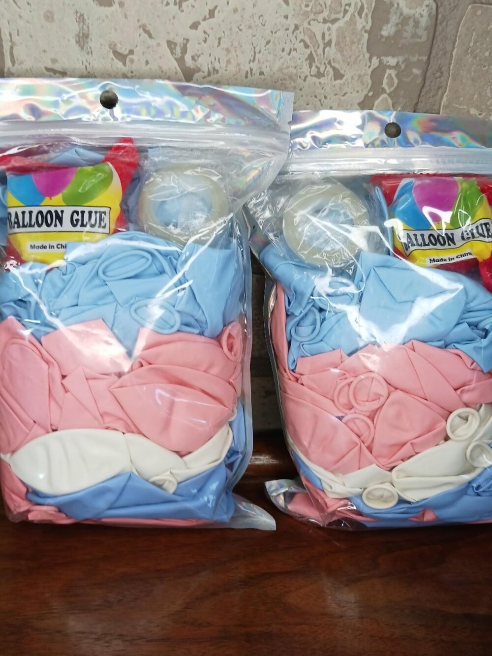 Gender Reveal 2 Pc Lot of Balloon s Blue Pink White With Balloon Glue & Tape